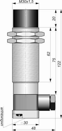 Датчик индуктивный бесконтактный И27-NO-PNP-K(Л63,Lкорп=75мм)